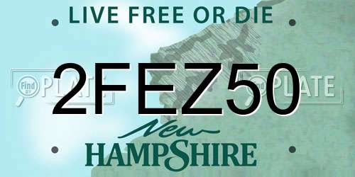 2FEZ50 New Hampshire License Plate
