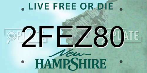 2FEZ80 New Hampshire License Plate