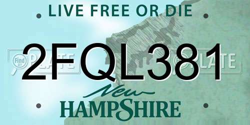2FQL381 New Hampshire License Plate