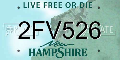 2FV526 New Hampshire License Plate