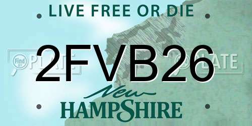 2FVB26 New Hampshire License Plate