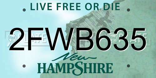 2FWB635 New Hampshire License Plate