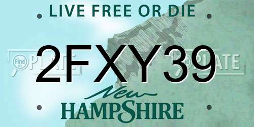 2FXY39 New Hampshire License Plate