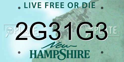 2G31G3 New Hampshire License Plate