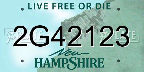 2G42123 New Hampshire License Plate