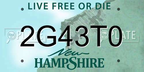 2G43T0 New Hampshire License Plate