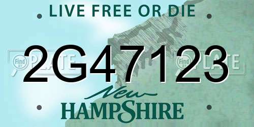 2G47123 New Hampshire License Plate