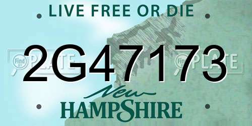 2G47173 New Hampshire License Plate