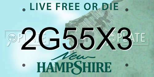 2G55X3 New Hampshire License Plate
