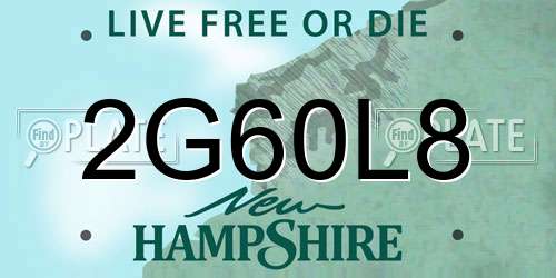 2G60L8 New Hampshire License Plate
