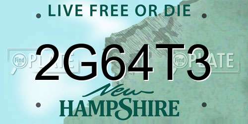 2G64T3 New Hampshire License Plate