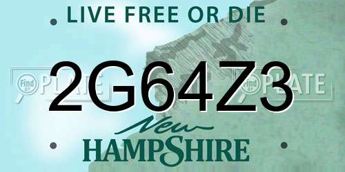 2G64Z3 New Hampshire License Plate
