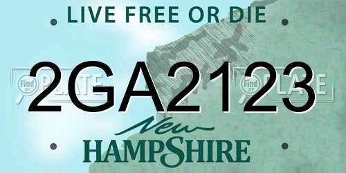 2GA2123 New Hampshire License Plate