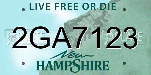 2GA7123 New Hampshire License Plate