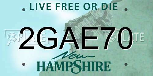 2GAE70 New Hampshire License Plate