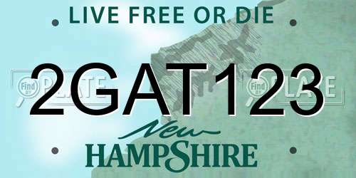 2GAT123 New Hampshire License Plate