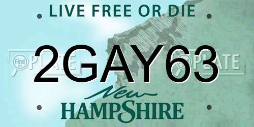 2GAY63 New Hampshire License Plate