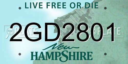 2GD2801 New Hampshire License Plate