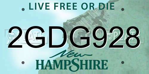 2GDG928 New Hampshire License Plate