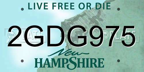 2GDG975 New Hampshire License Plate
