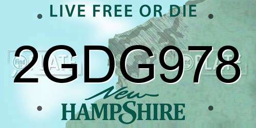 2GDG978 New Hampshire License Plate