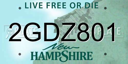 2GDZ801 New Hampshire License Plate