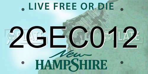 2GEC012 New Hampshire License Plate