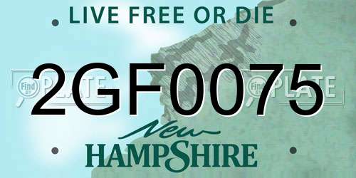 2GF0075 New Hampshire License Plate