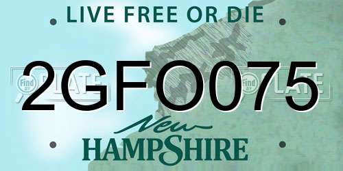 2GFO075 New Hampshire License Plate