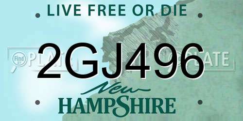 2GJ496 New Hampshire License Plate