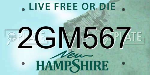 2GM567 New Hampshire License Plate
