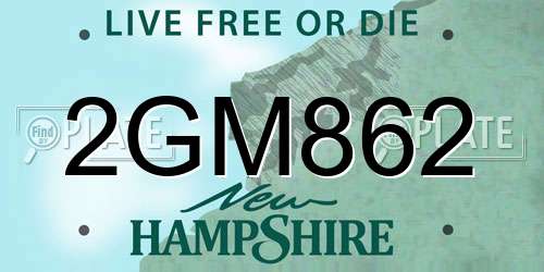 2GM862 New Hampshire License Plate