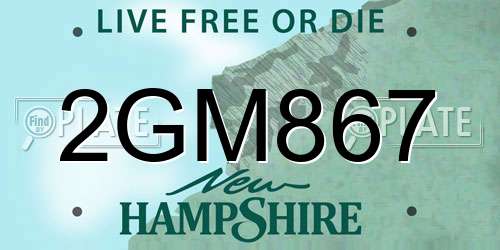 2GM867 New Hampshire License Plate