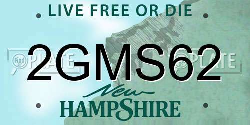 2GMS62 New Hampshire License Plate