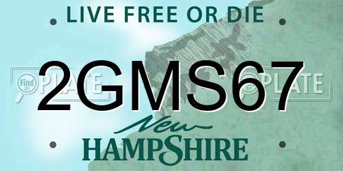 2GMS67 New Hampshire License Plate
