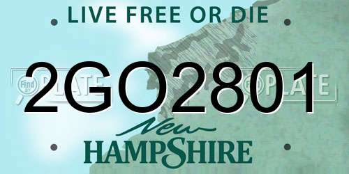 2GO2801 New Hampshire License Plate