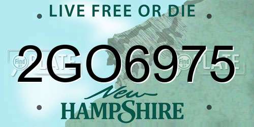 2GO6975 New Hampshire License Plate