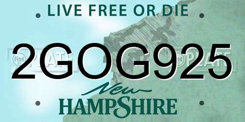 2GOG925 New Hampshire License Plate