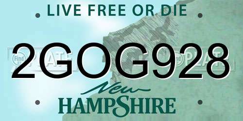 2GOG928 New Hampshire License Plate