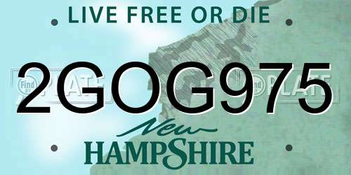 2GOG975 New Hampshire License Plate