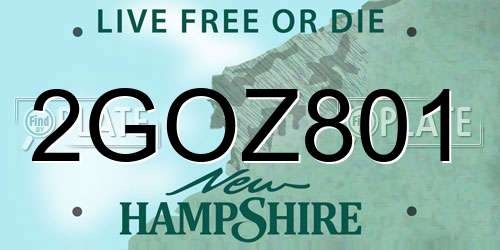 2GOZ801 New Hampshire License Plate