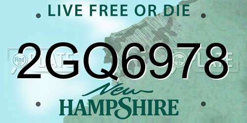 2GQ6978 New Hampshire License Plate