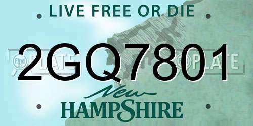 2GQ7801 New Hampshire License Plate