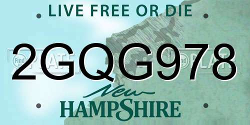 2GQG978 New Hampshire License Plate
