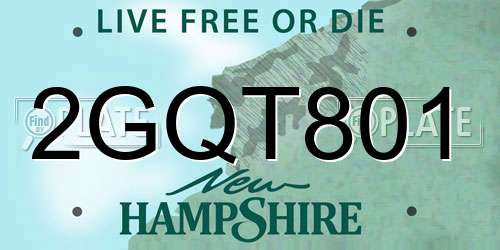 2GQT801 New Hampshire License Plate