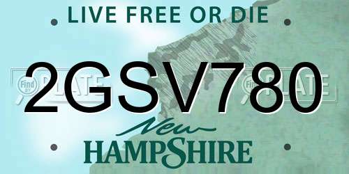2GSV780 New Hampshire License Plate