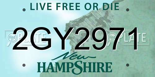 2GY2971 New Hampshire License Plate