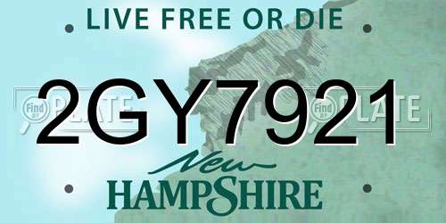 2GY7921 New Hampshire License Plate