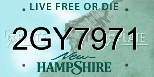 2GY7971 New Hampshire License Plate