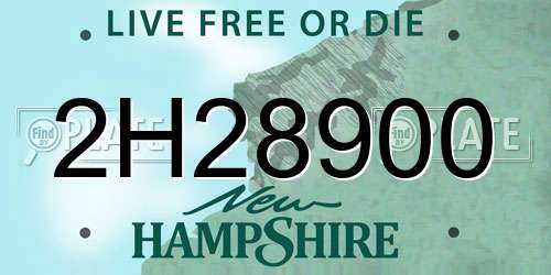 2H28900 New Hampshire License Plate
